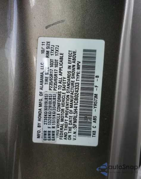 2012 Honda Odyssey Ex из США, поврежденный, VIN 5FNRL5H41CB024333